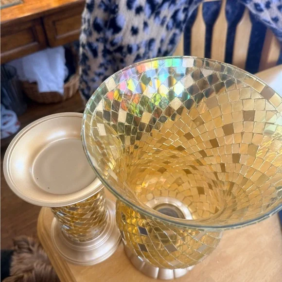 PartyLite Gold Mosaic Vase Duo - Picture 2 of 2
